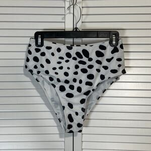 Shein Chic Dalmatian High Waisted High Cut Leg Swimwear Bikini Bottom M